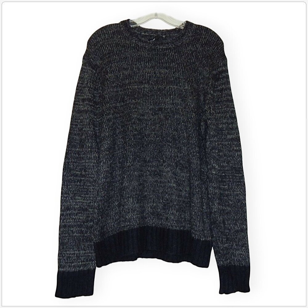 Joe's Men's Navy Marled Mohair Blend Knit Faux Leather Elbow Patch Sweater M